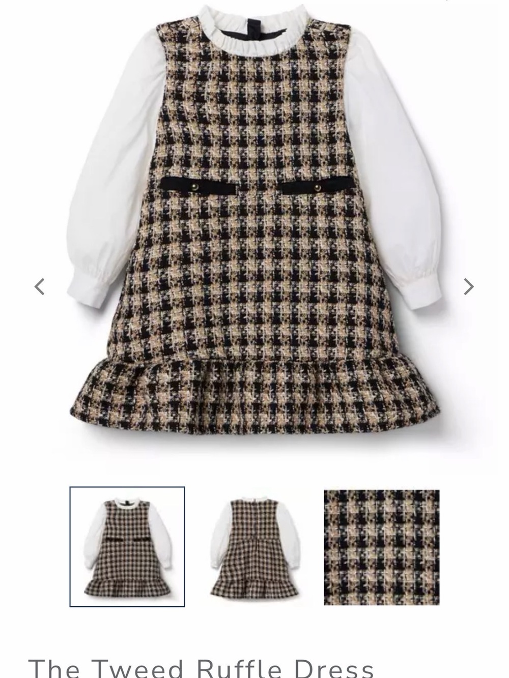 Janie and Jack Tweed Ruffle Dress - Cream & Black